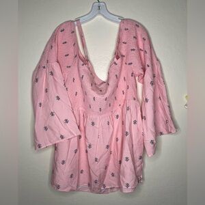 Plus size torrid 3X Pink Floral Smocked Blouse